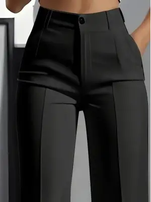 Kadın Yüksek Bel Cepli Ithal Krep Pantolon