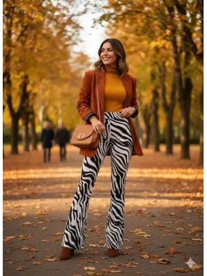 Kadın Yüksek Bel Krep Kumaş Bol Paça Pantolon