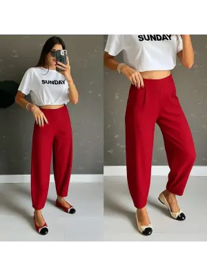 Kadın Yüksek Bel Krep Pantolon