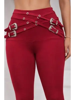 Kadın Yüksek Bel önden çapraz Kuş Göz Detaylı Dalgıç Tayt