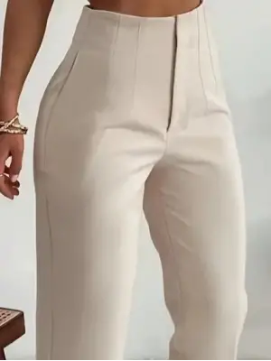Kadın Yüksek Bel önden Fermuarlı Ithal Krep Pantolon