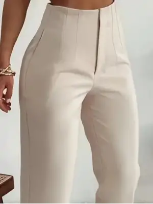 Kadın Yüksek Bel önden Fermuarlı Ithal Krep Pantolon