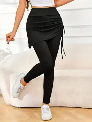 Kadın Yüksek Bel Yandan Büzgülü Alttan Uzun Kaşkorse Tayt Etek