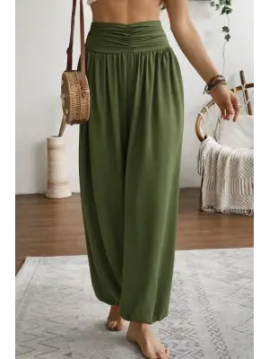 Kadın Yüksel Bel Yoğun Büzgü Detaylı Aerobin Pantolon