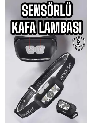 Kafa Lambası Kamp Lambası Sensörlü Şarjlı Ayarlanabilir