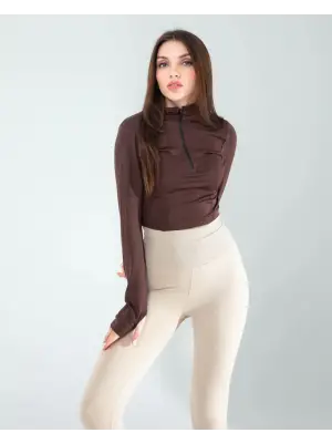 Omarı Etkileyici Kahve Renkli Spor Body