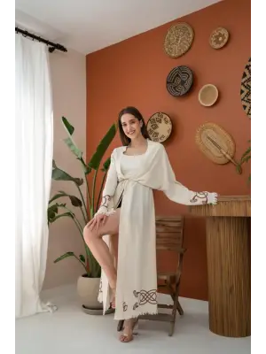 Omarı Keten Hırka - Doğal Ve Şık Kahverengi Baskı