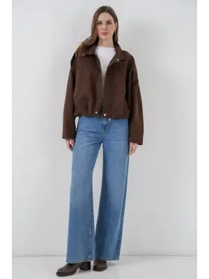 Kahverengi Oversize Süet Ceket 1055