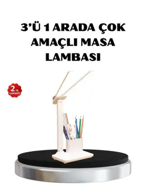 Kalemlik Ve Telefon Standlı Masa Lambası – Kısılabilir Led Işık, Göz Dostu Tasarım