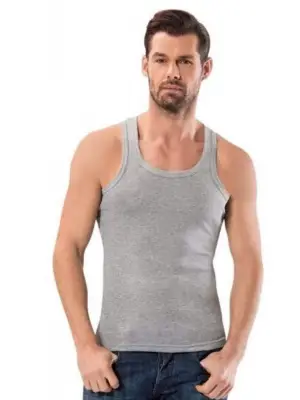 Omarı Kalın Askılı Erkek Atlet Gri