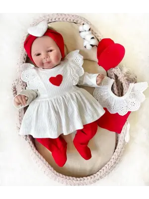 Kalp Baskılı Kutulu 5 Parça Hastane Çıkışı Seti %100 Pamuk