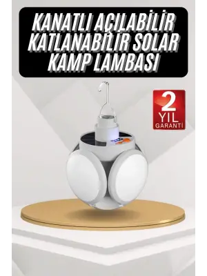 Kamp Lambası Güneş Enerjili Solar 5 Kanatlı Katlanır Lamba Karavan