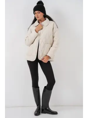 Kapitone Oversize Mont 5226 - Ekru