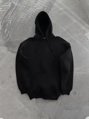 Omarı Kapşonlu Basic Siyah Sweatshirt