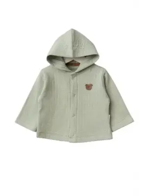 Kapüşonlu Bebek Hırka  Mint