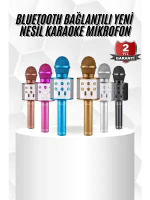 Karaoke Mikrofon Bluetooth Bağlantılı Aux Girişli Uzun Pil Ömrü Yüksek Ses Kaliteli
