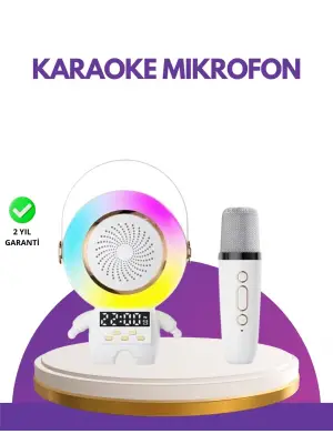 Karaoke Özellikli Astronot Bluetooth Hoparlör Kablosuz Mikrofonlu