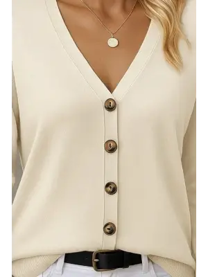 Kasın Uzun Kollu önü Düğmeli Kısa Hırka