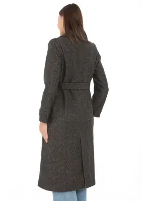 Omarı Kaşmir Uzun Kaşe Kaban - Kahverengi Stili