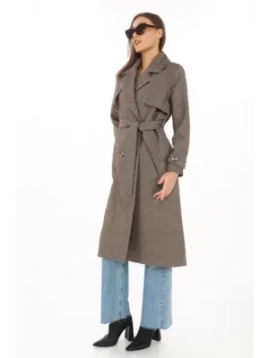 Omarı Kaşmir Uzun Kaşe Kaban - Vizon