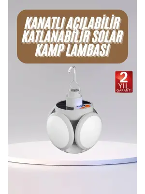 Katlanabilir Askılı Kamp Lambası 5 Kanatlı Pratik Güneş Enerjili