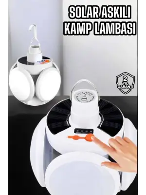 Katlanabilir Taşınabilir Kamp Lambası Işıldak Beyaz Işık Güneş Enerjili Solar Aydınlatma