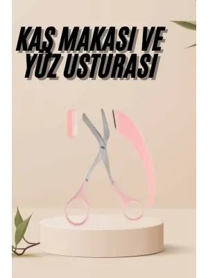 Kavisli Kaş Kirpik Düzeltici Bıyık Alma Taraklı Kaş Makası Yüz Bakım Seti Makas