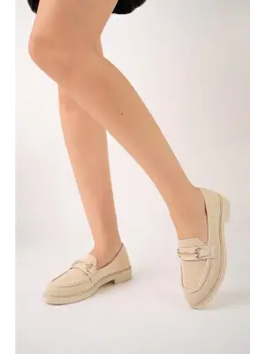 KB-021 Kuback Bej Triko G Toka  Günlük Kadın Ayakkabı