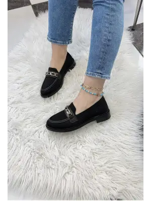 KB-021 Kuback Siyah Triko Siyah Taban U Toka  Günlük Kadın Ayakkabı