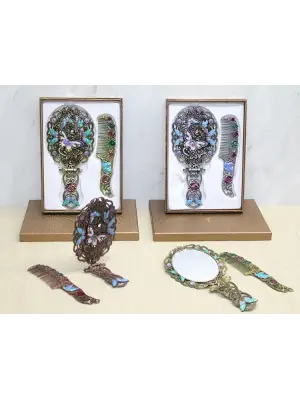 Kelebek Katlanabilir Ayna Ve Tarak Seti Büyük Boy