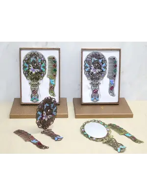 Kelebek Katlanabilir Ayna Ve Tarak Seti Büyük Boy