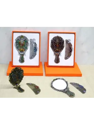 Kelebek Katlanabilir Ayna Ve Tarak Seti Orta Boy