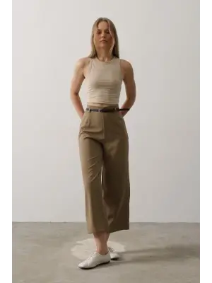 Kemer Pens Detaylı Pantolon - Haki