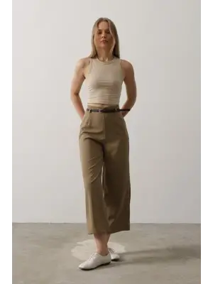 Kemer Pens Detaylı Pantolon - Haki