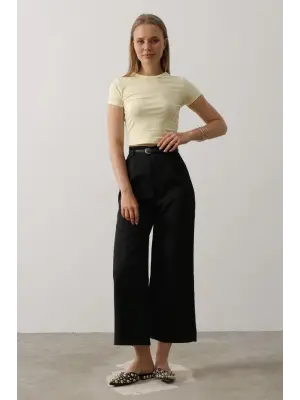 Kemer Pens Detaylı Pantolon - Siyah