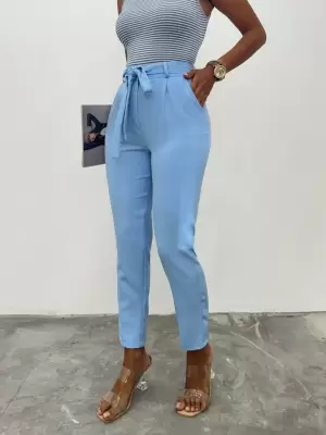 Kemerli Bilek Pantolon     -Bebe Mavi
