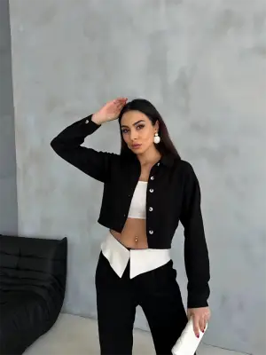 Omarı Şık Keten Takım - Siyah