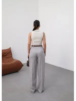 Keten Kemerli̇ Ve Dökümlü Palazzo Pantolon (Kemer Dahi̇l)