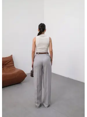 Keten Kemerli̇ Ve Dökümlü Palazzo Pantolon (Kemer Dahi̇l)