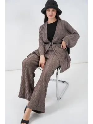 Kimono Pantolon İkili Takım 30078 - Füme