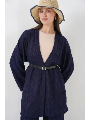 Kimono Pantolon İkili Takım 30078 - Lacivert