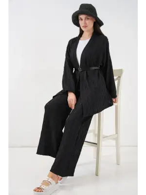 Kimono Pantolon İkili Takım 30078 - Siyah