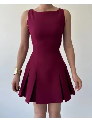 Omarı Çiçek Desenli Mini Elbise