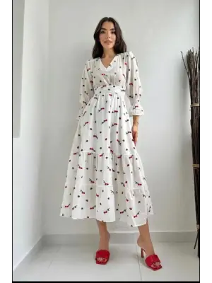 Omarı Vual Dokunuşlu Kırmızı Elbise