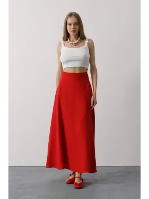 Omarı Renkli Keten Etek Şıklığı