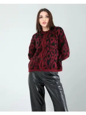 Çarpıcı Leopar Desen Triko Hırka