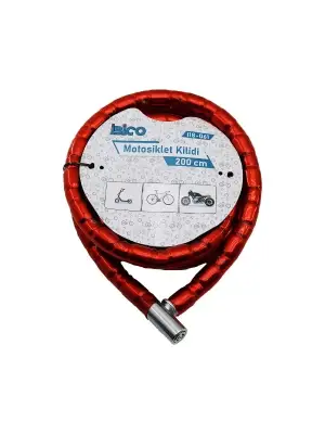 Kırmızı Motor Bisiklet Kilidi 22 Mm X 200 Cm