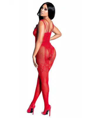 Omarı Fantezi Babydoll Vücut Çorabı - Kırmızı