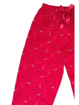 Omarı Kırmızı Beli Lastikli Viskon Pantolon