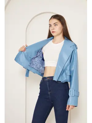 Şık Kısa Deri Ceket